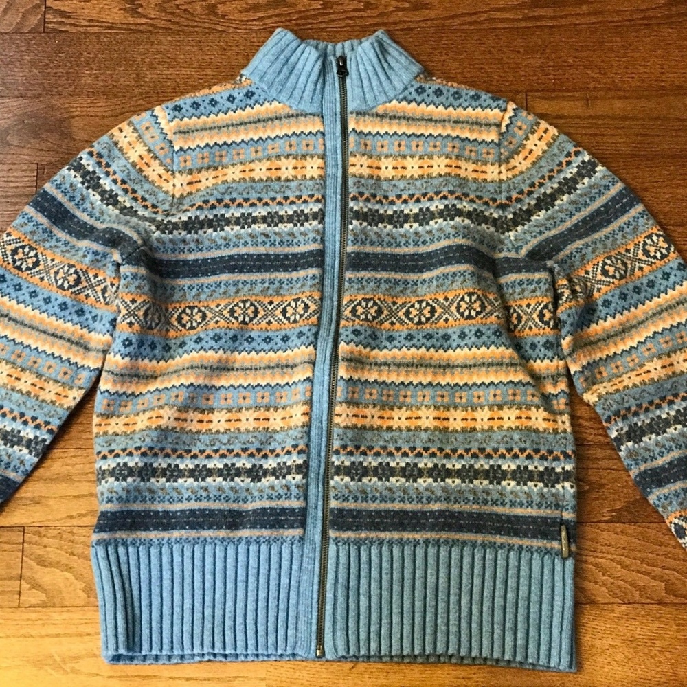 Woolrich Large Light Blue Fair Isle Zip SOLD
